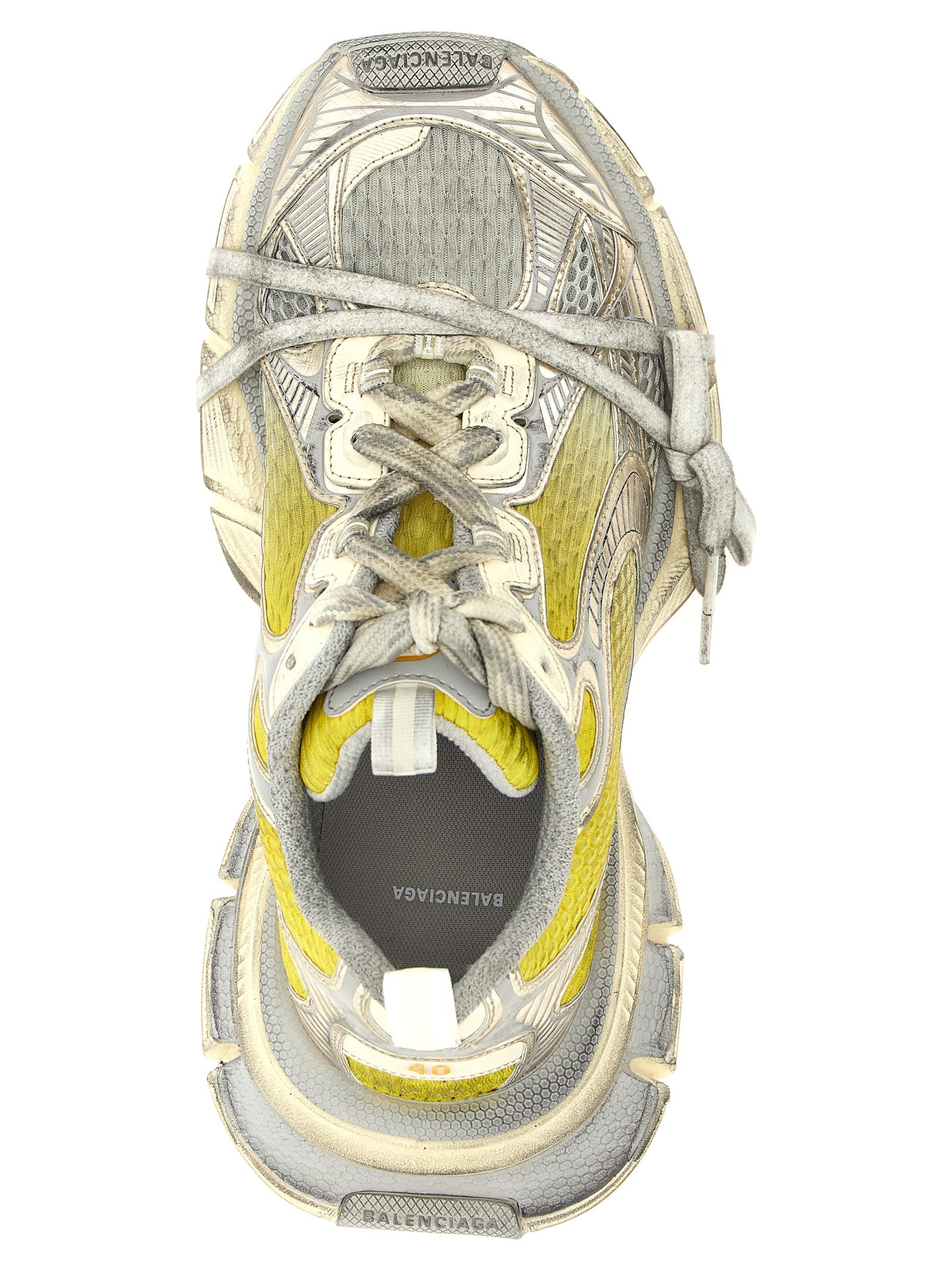 Chaussures de sport Balenciaga Bicolor en polyéthylène, baskets athlétiques modernes et élégantes, vue de face.