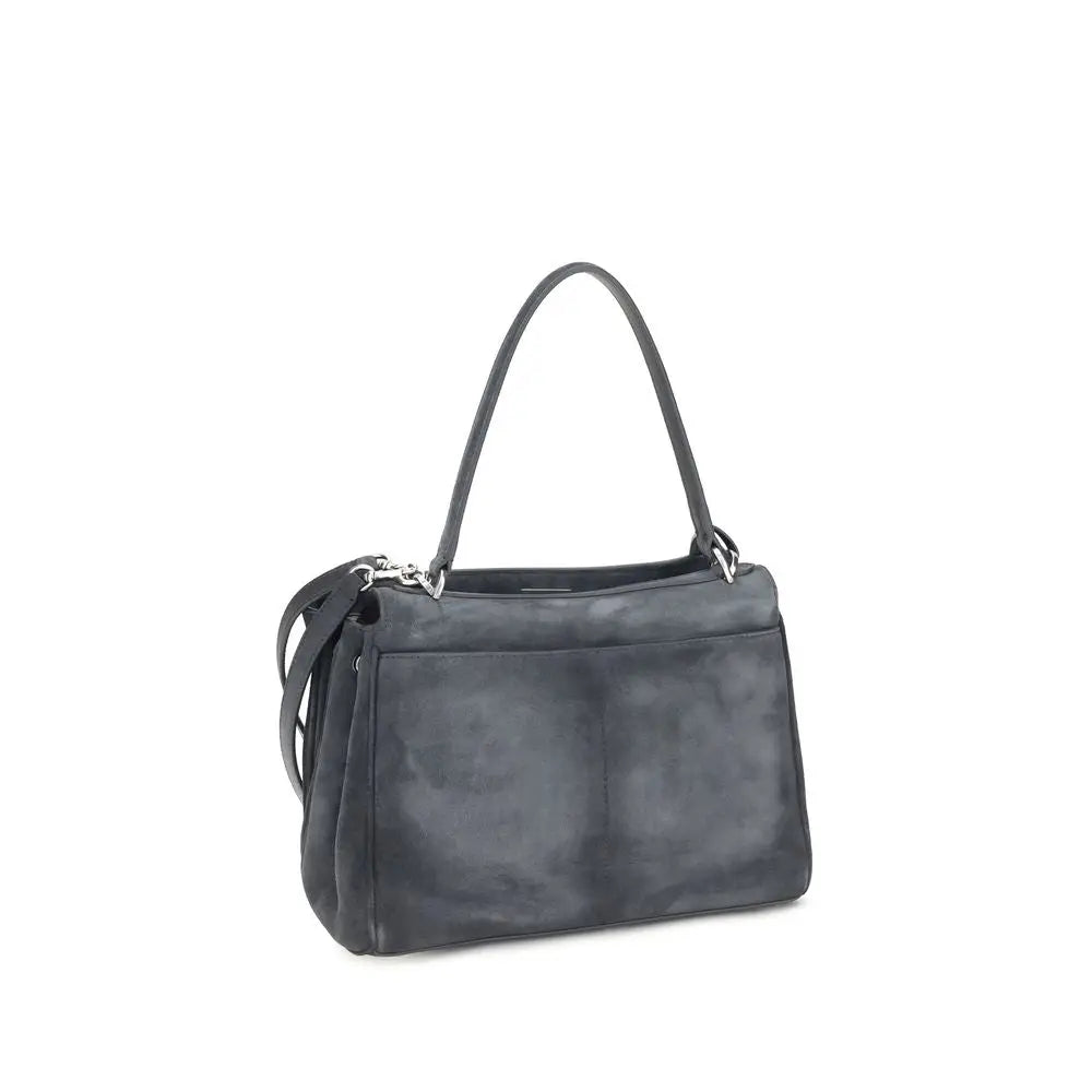 Sac à main balenciaga bos taurus gris en cuir de veau avec forme rectangulaire structurée et ferrures argentées en daim gris foncé