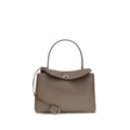 Balenciaga gray calf leather bos taurus shoulder bag taupe leather with structured rectangular body curved handle detachable strap