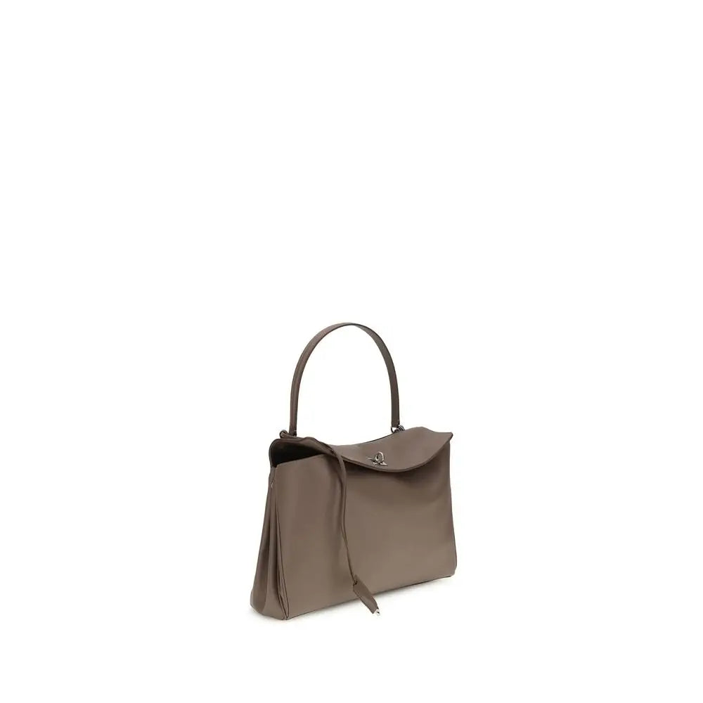 Sac à main balenciaga gris en cuir de veau avec forme rectangulaire structurée et poignée supérieure
