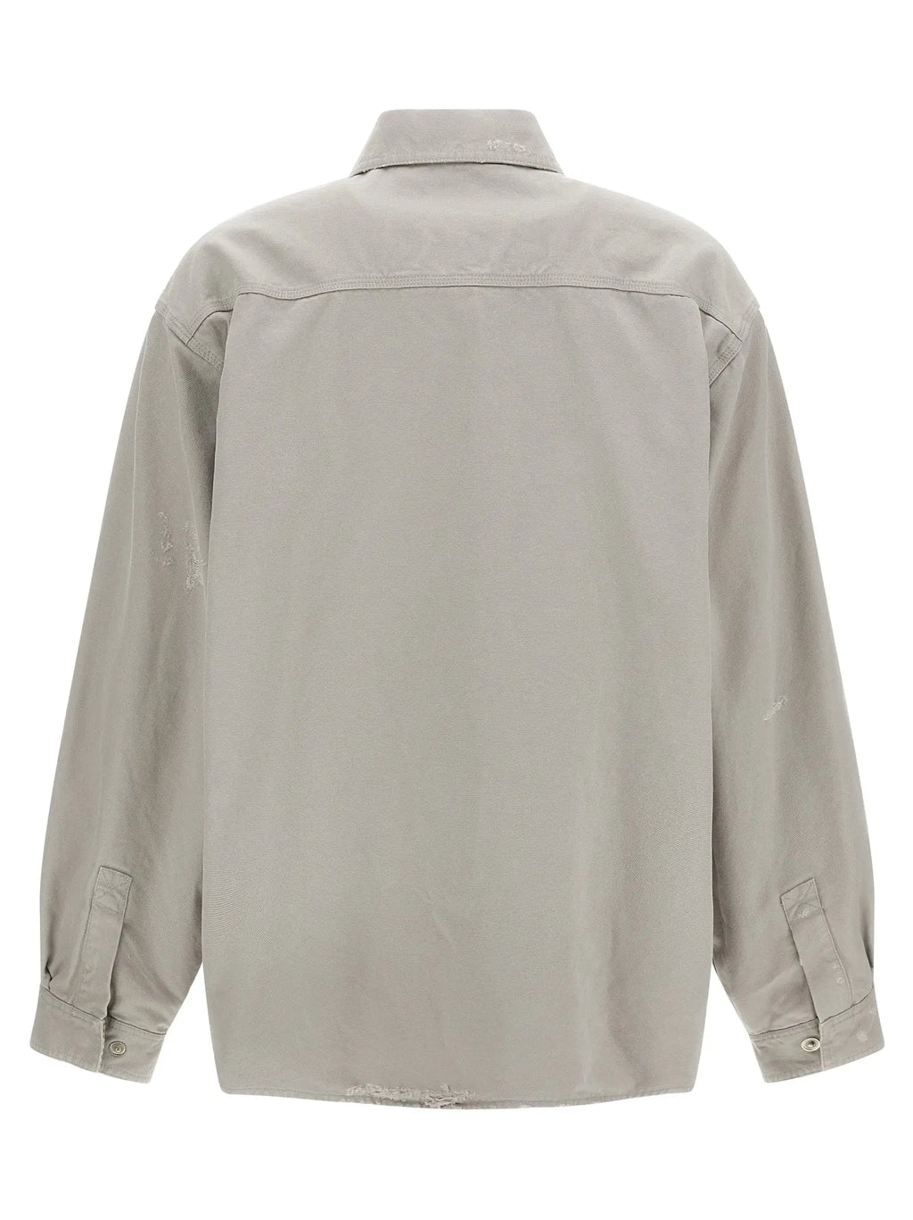 Balenciaga blouse en coton gris avec col, manches longues boutonnées et poches plaquées aux poignets