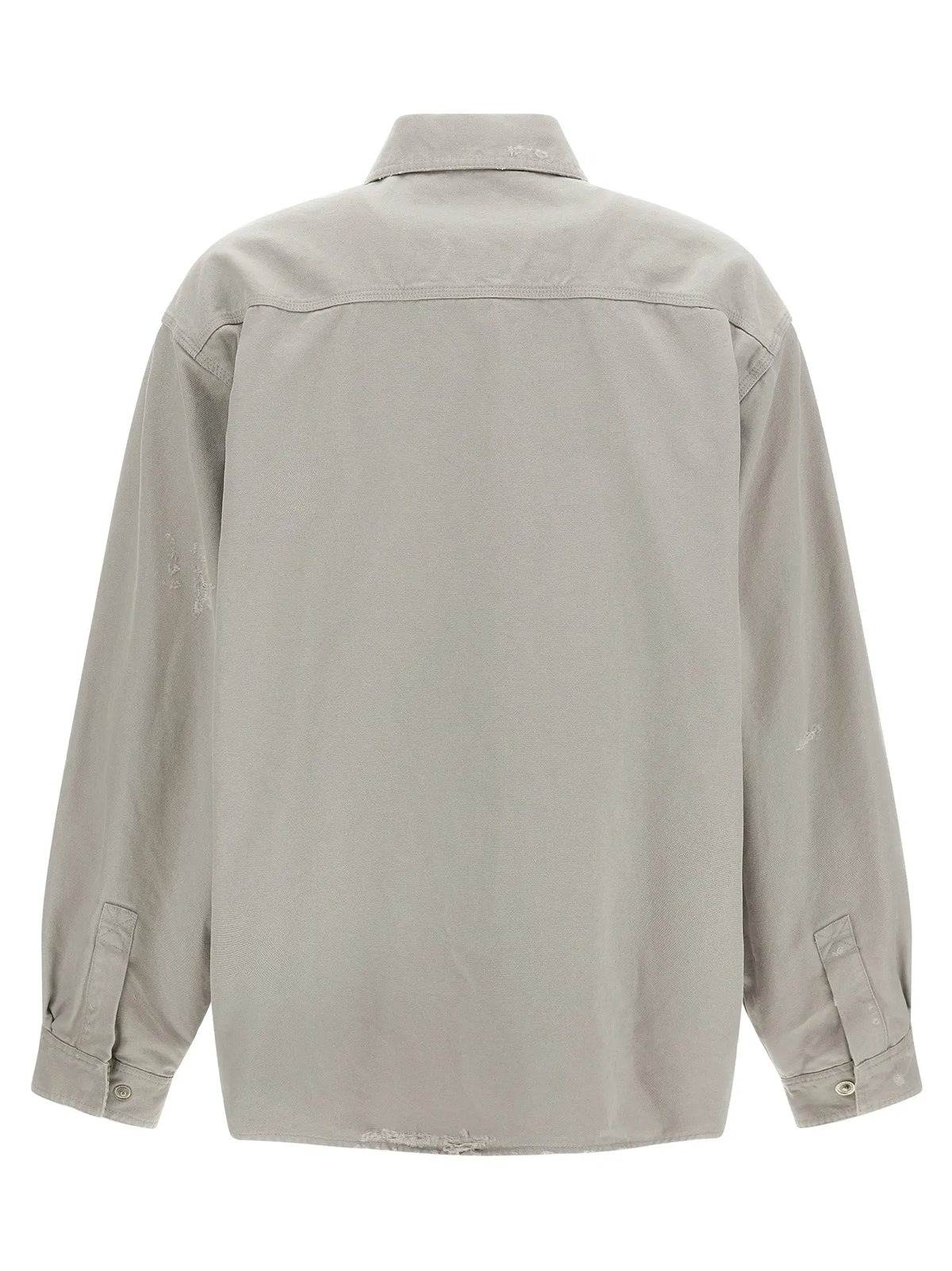 Balenciaga blouse en coton gris avec col, manches longues boutonnées et poches plaquées aux poignets