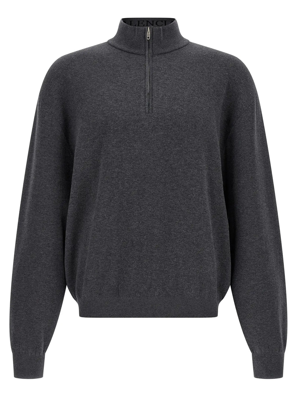 Cardigan balenciaga gris en coton avec col et poignets côtelés style quarter-zip en cachemire gris foncé