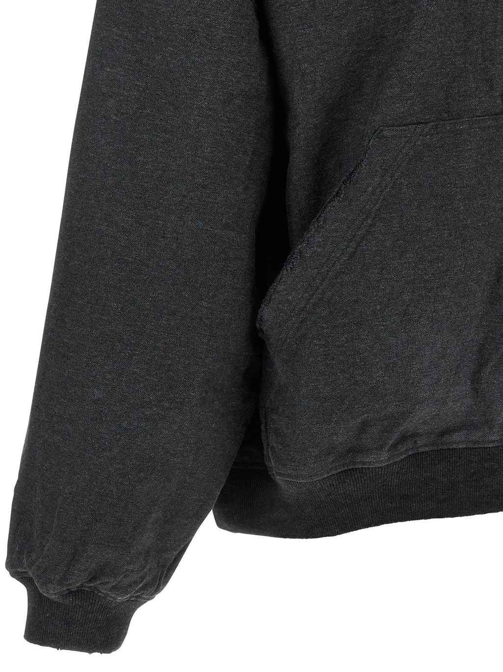 Sweatshirt balenciaga gris en coton avec capuche et poignets et taille côtelés gris chiné foncé
