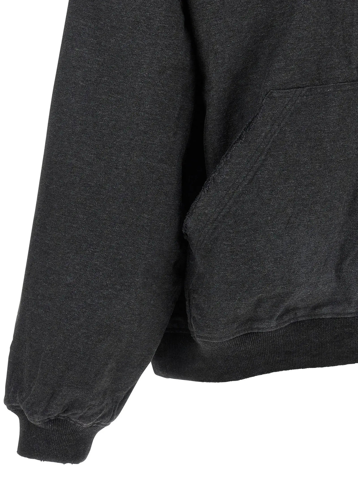 Sweatshirt balenciaga gris en coton avec capuche et poignets et taille côtelés gris chiné foncé