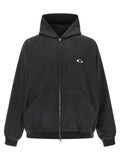 Sweatshirt balenciaga gris en coton avec capuche zippée noire et logo blanc brodé sur la poitrine gauche
