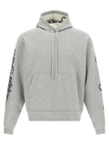 Sweatshirt balenciaga gris en coton avec capuche à cordon et lettrage cursif noir sur les manches