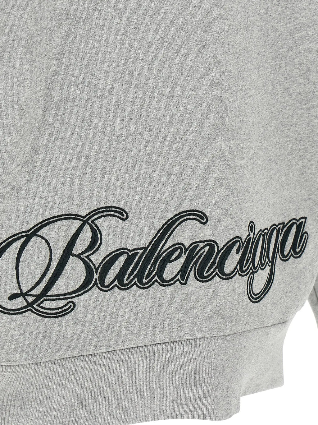 Sweatshirt Balenciaga gris en coton avec broderie logo noir en cursive style heathered