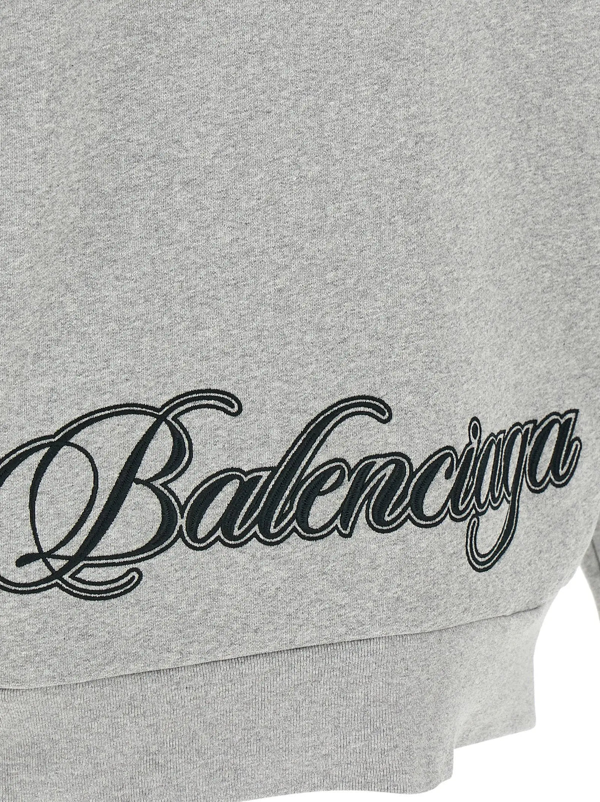Sweatshirt Balenciaga gris en coton avec broderie logo noir en cursive style heathered