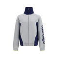 Veste zippée balenciaga grise et bleu marine en coton avec col montant et logo vertical sur la manche gauche