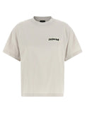 T-shirt balenciaga gris en coton avec logo noir style graffiti sur la poitrine beige