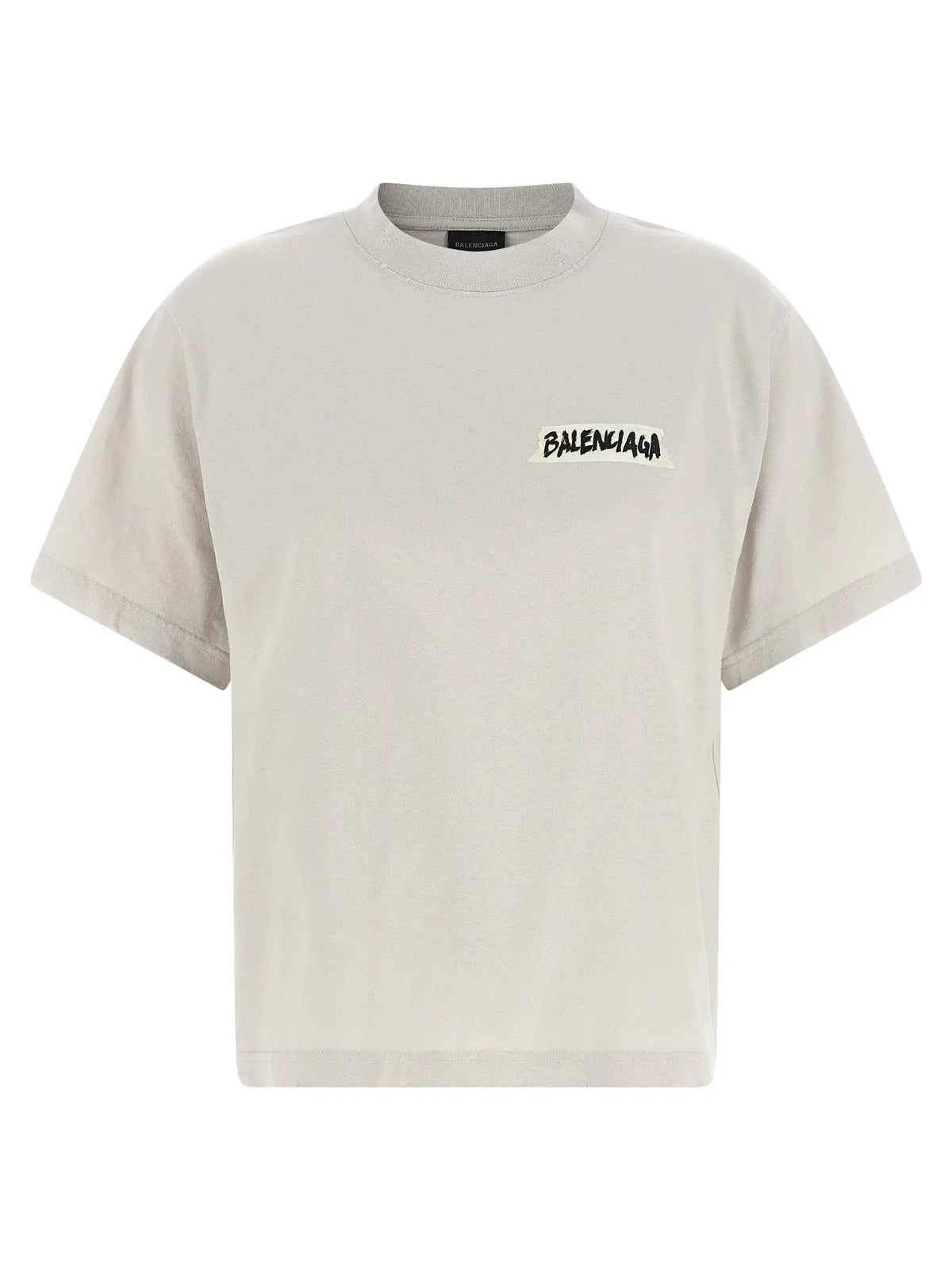 T-shirt balenciaga gris en coton avec logo noir style graffiti sur la poitrine beige
