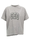 T-shirt balenciaga gris en coton chiné avec lettrage ceo noir en arc style universitaire