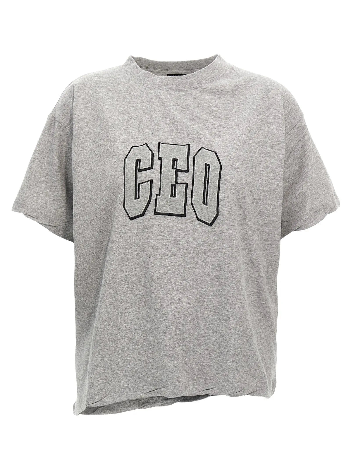 T-shirt balenciaga gris en coton chiné avec lettrage ceo noir en arc style universitaire