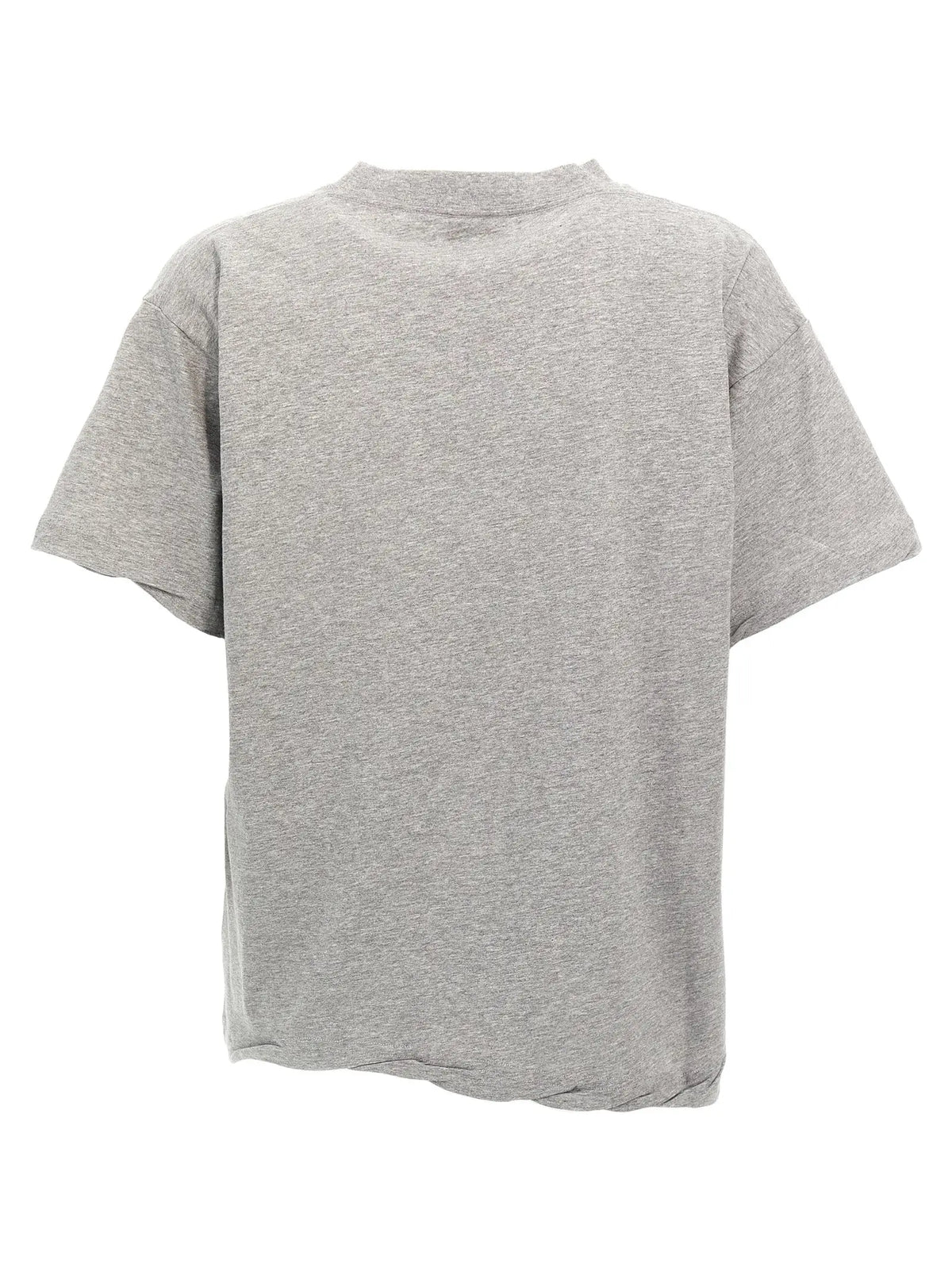 T-shirt balenciaga gris en coton heather gray à manches courtes avec une coupe décontractée et col côtelé