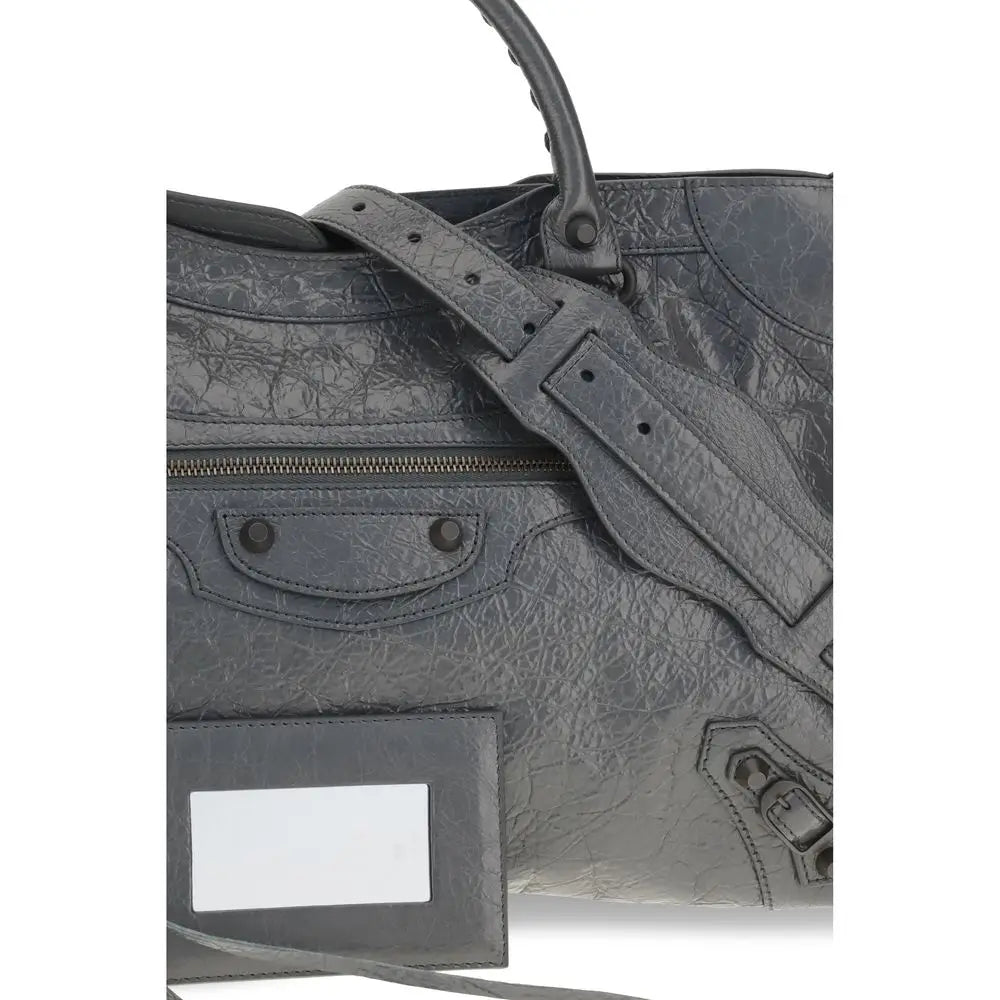 Sac bandoulière balenciaga gris en cuir agneau ovis aries avec design structuré et ferrures métalliques