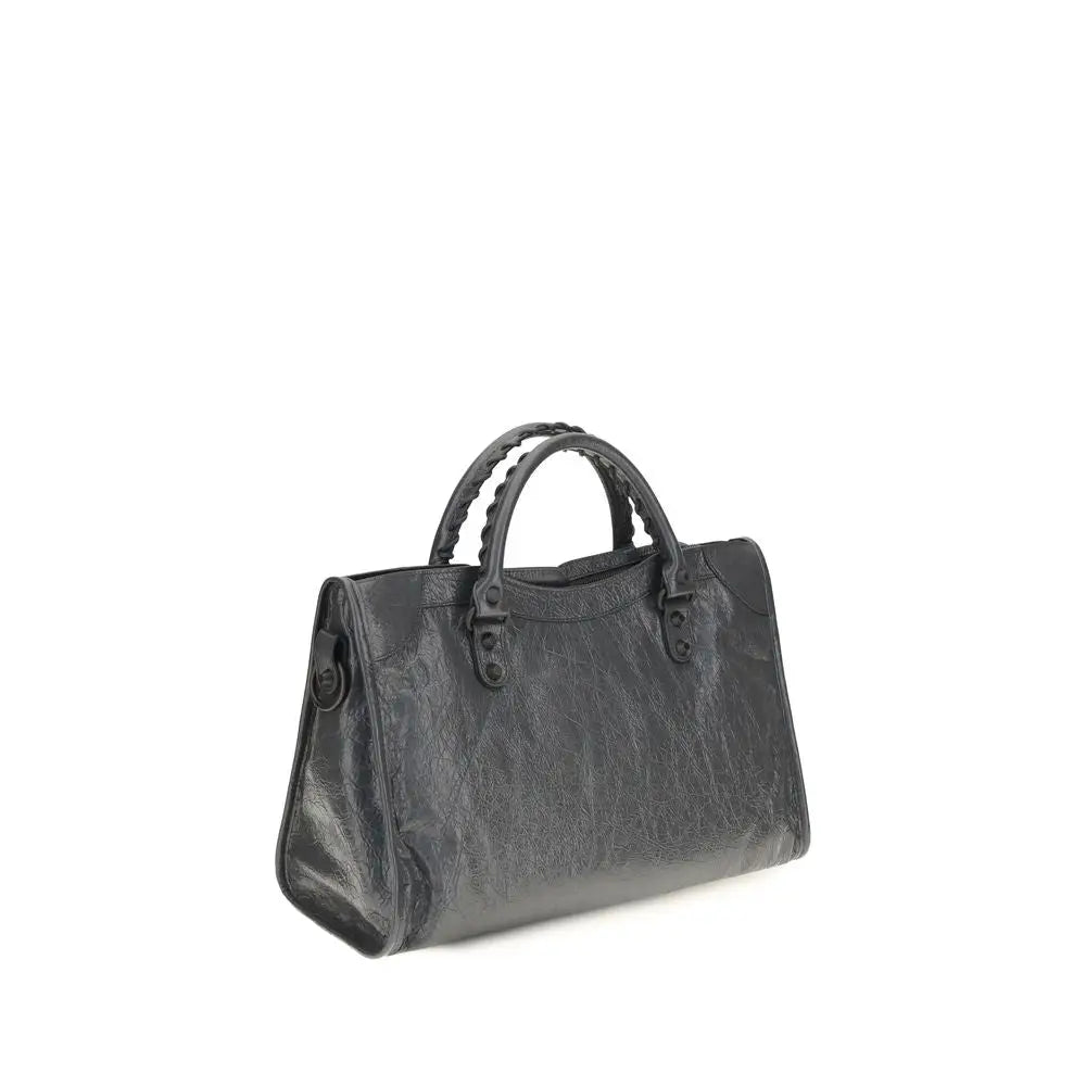 Sac à bandoulière balenciaga gris en cuir agneau ovis aries avec poignées tressées et texture embossée noire