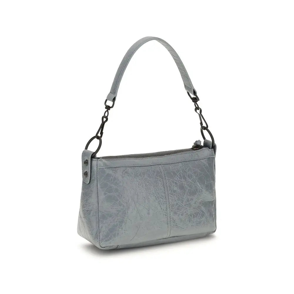 Sac bandoulière balenciaga gris en cuir de mouton avec détail chaîne et sangle texturée