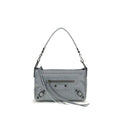 Sac à épaule balenciaga gris en cuir dagneau ovis aries avec ferrures métalliques noires et bandoulière amovible