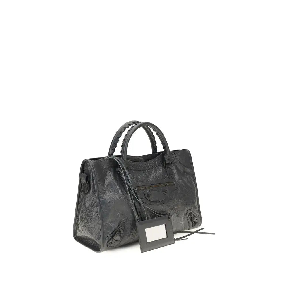 Sac bandoulière balenciaga gray lamb ovis aries noir en cuir embossé avec anses tressées