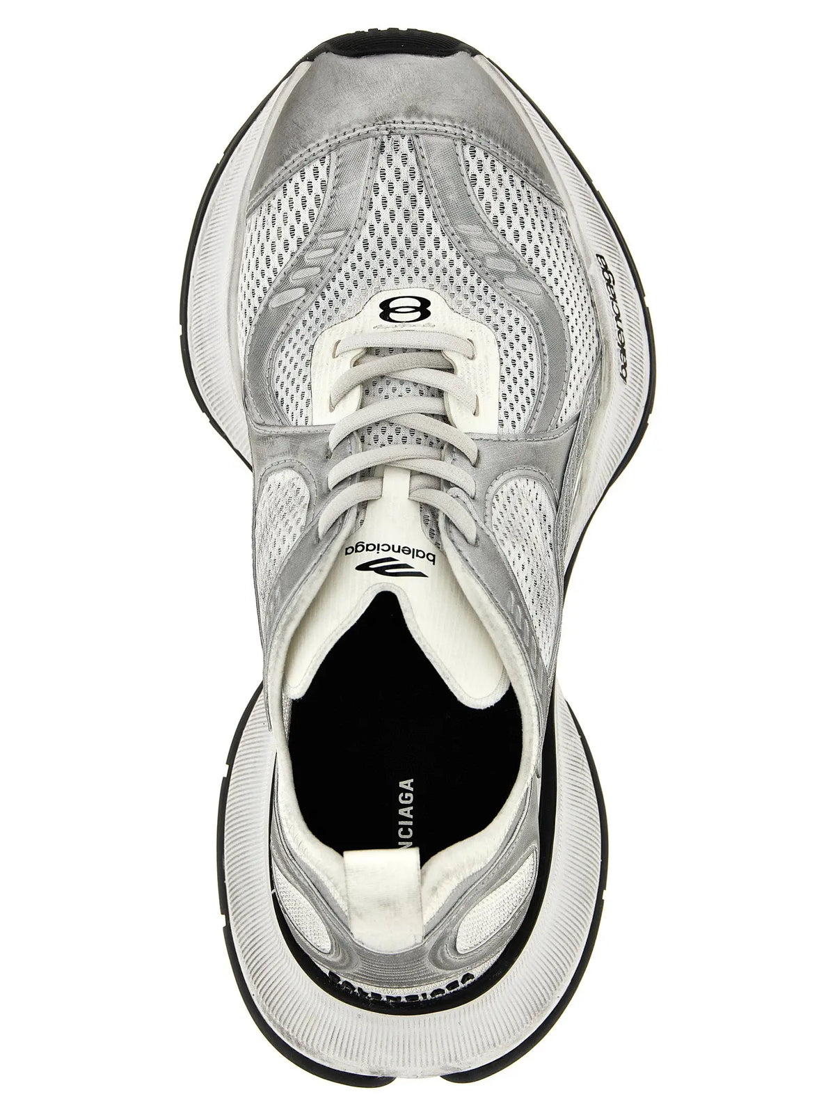 Baskets balenciaga grises en polyester avec tige en mesh argentée et blanche et semelle en caoutchouc noire