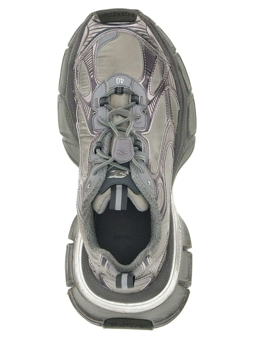 Baskets sportives balenciaga grises en polyester avec design épais argenté et logo balenciaga sur la languette