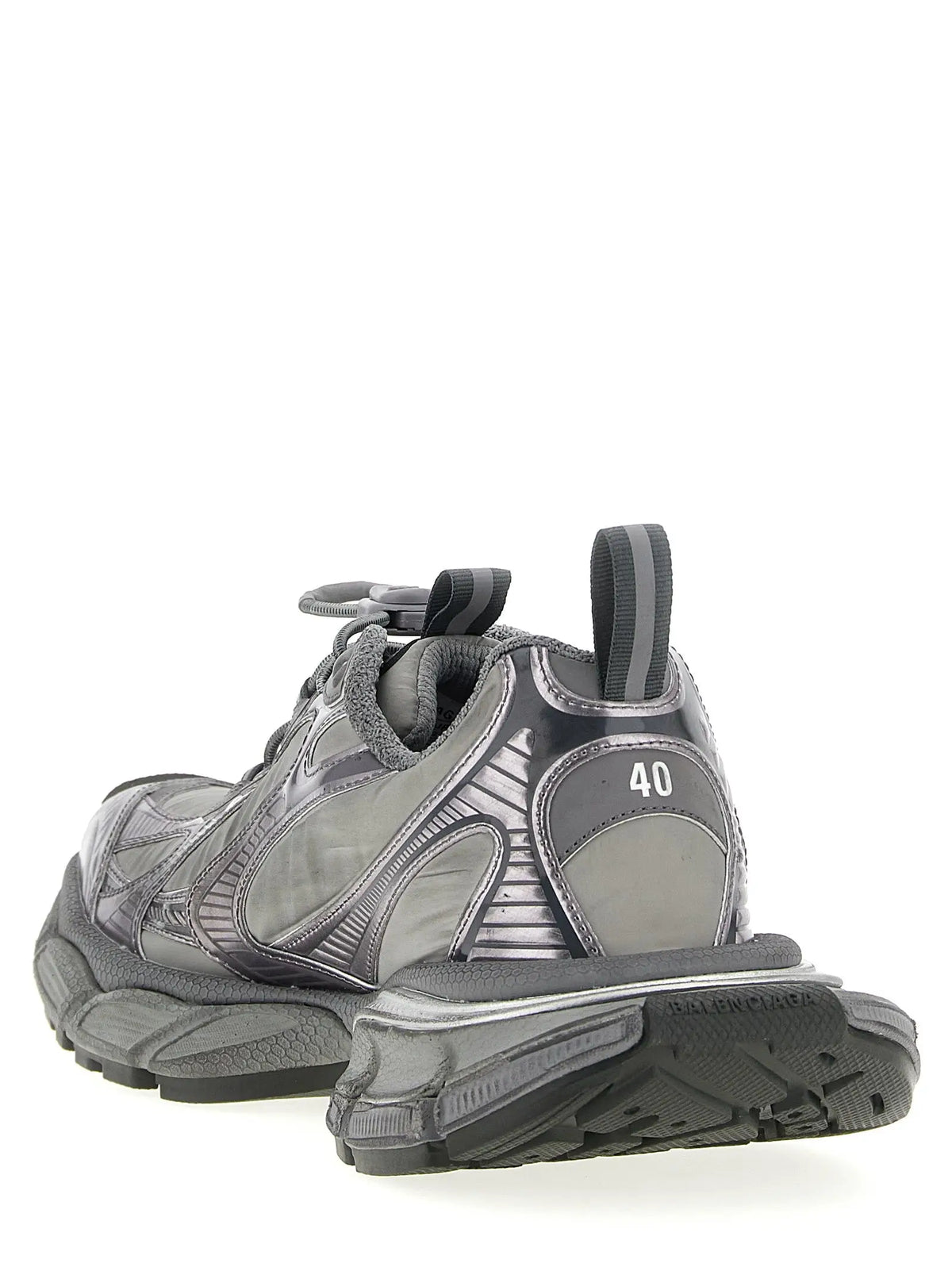 Baskets balenciaga grises en polyester avec dessus en mesh réfléchissant et semelle épaisse pour activités sportives