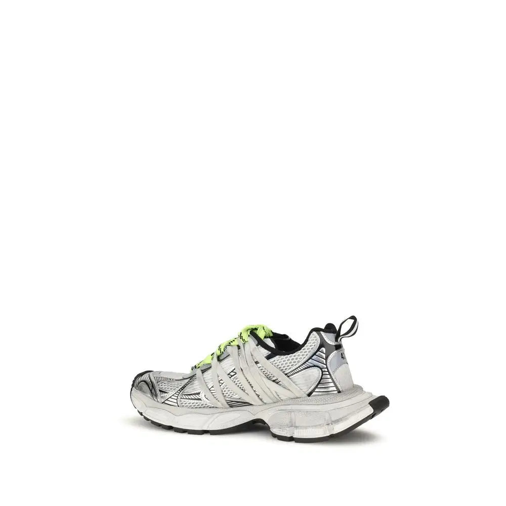 Baskets athlétiques balenciaga grises en polyester avec dessus en mesh argenté et noir et lacets verts néon