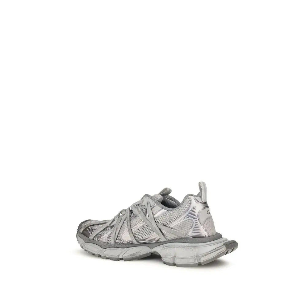 Baskets athlétiques balenciaga en polyéthylène gris avec mesh métallique argenté semelle épaisse superposée et lacets croisés