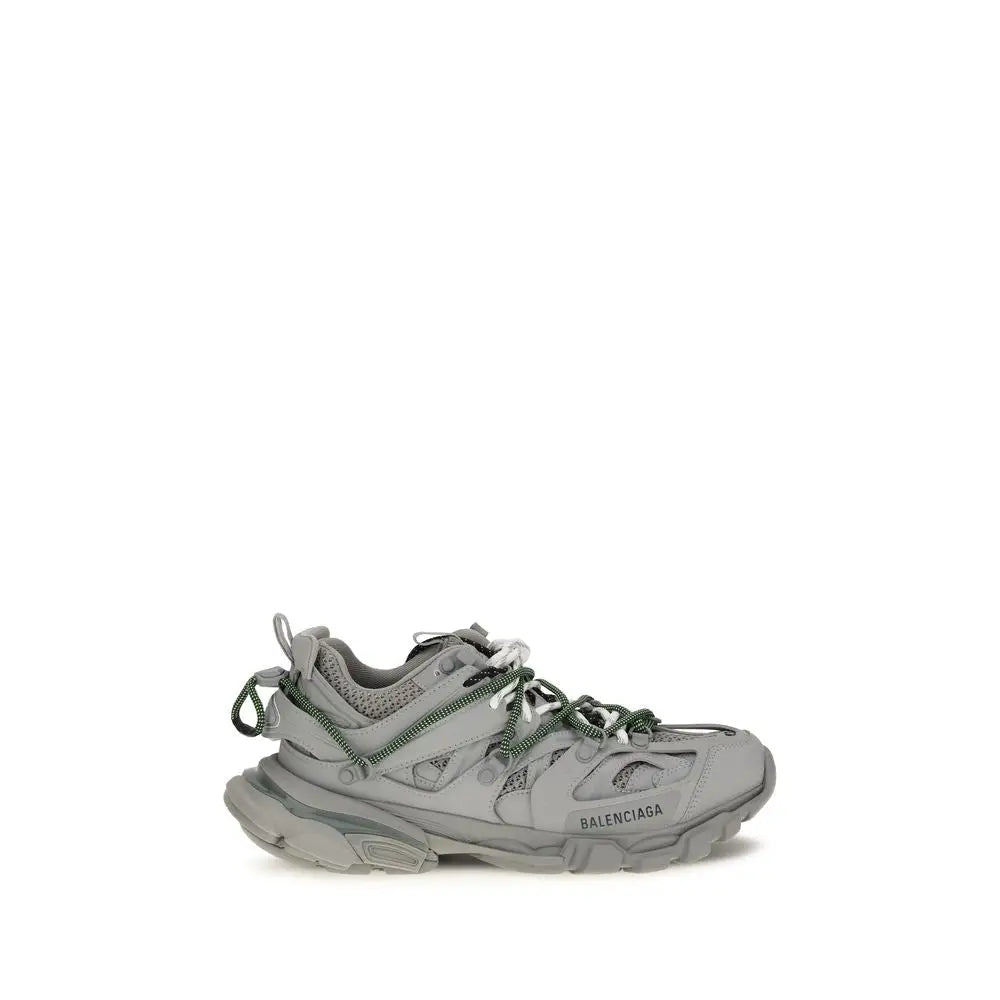 Baskets balenciaga grises polyethylene avec empeignes en mesh et synthétique et lacets verts foncés