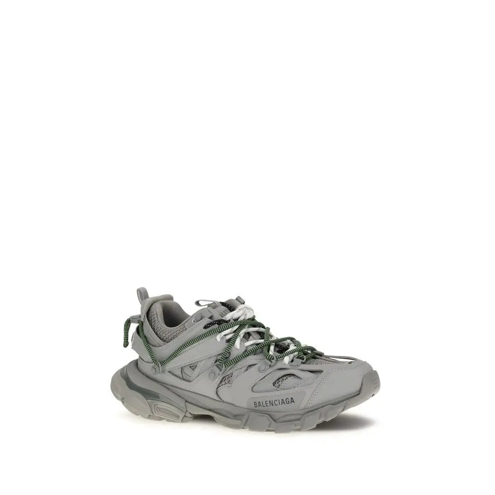 Baskets athlétiques balenciaga grises en polyéthylène avec dessus en mesh et synthétique et lacets verts foncés