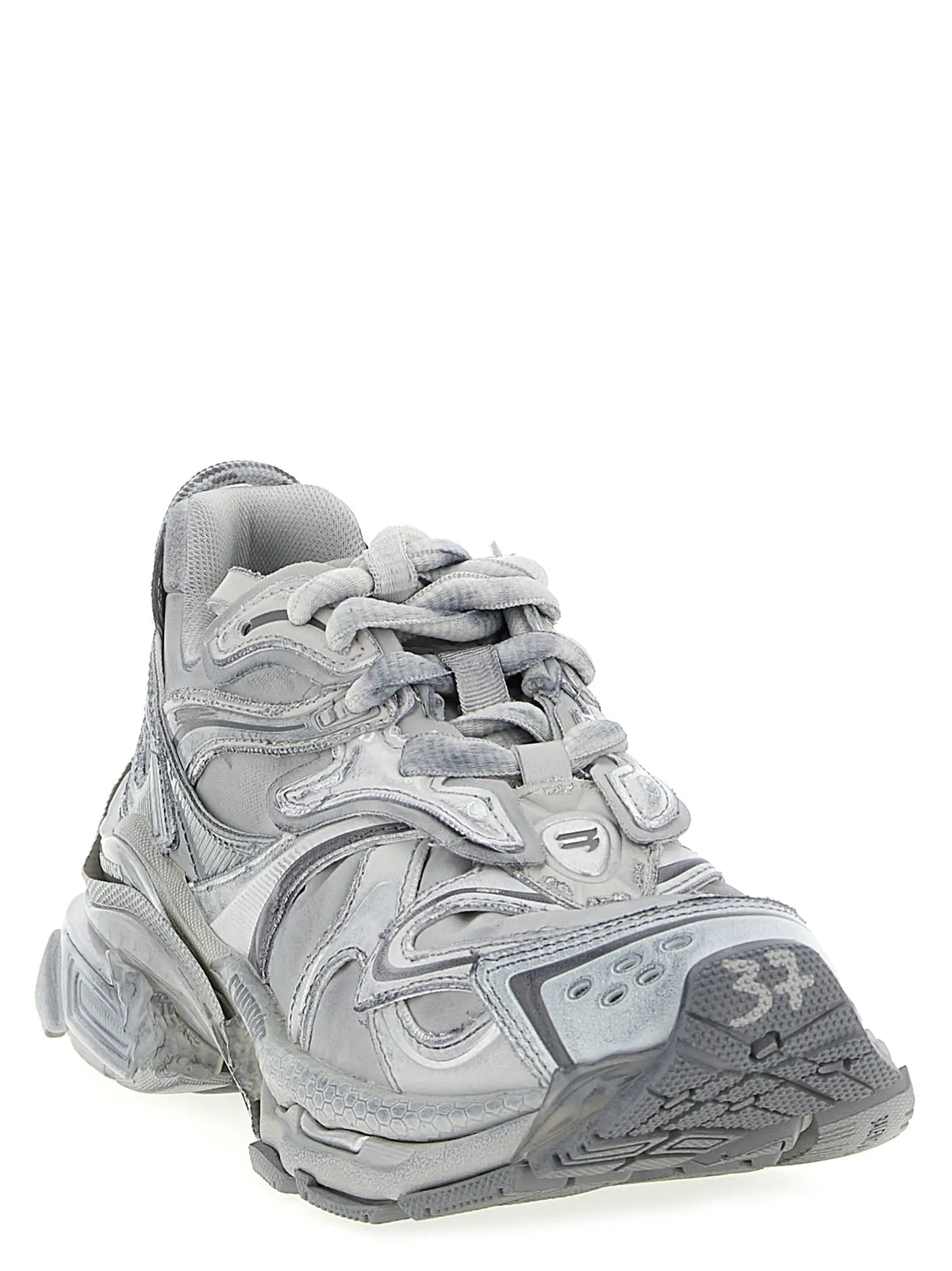 Basket sneakers balenciaga grises en polyéthylène avec textures superposées et design futuriste chunky