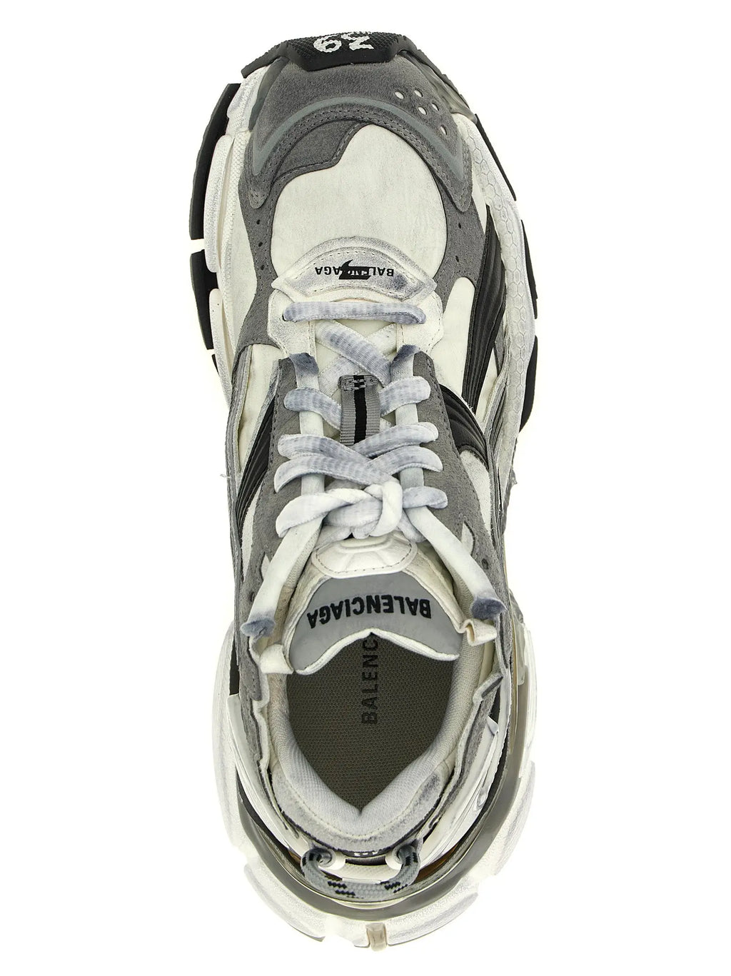 Baskets balenciaga gray polyethylene grises et blanches avec semelle en caoutchouc épaisse et accents noirs