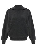 Cardigan en laine gris balenciaga avec col montant foncé et deux poches avant zippées