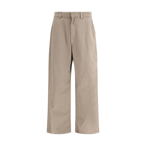 Pantalons décontractés beige en coton de la marque Balenciaga, vue de face, tissus doux et coupe élégante.