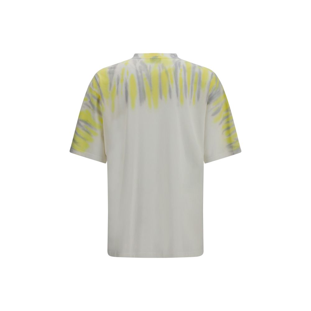 T-shirt en coton bicolore Balenciaga, coupe décontractée, avec logo visible, porté sur un mannequin blanc.