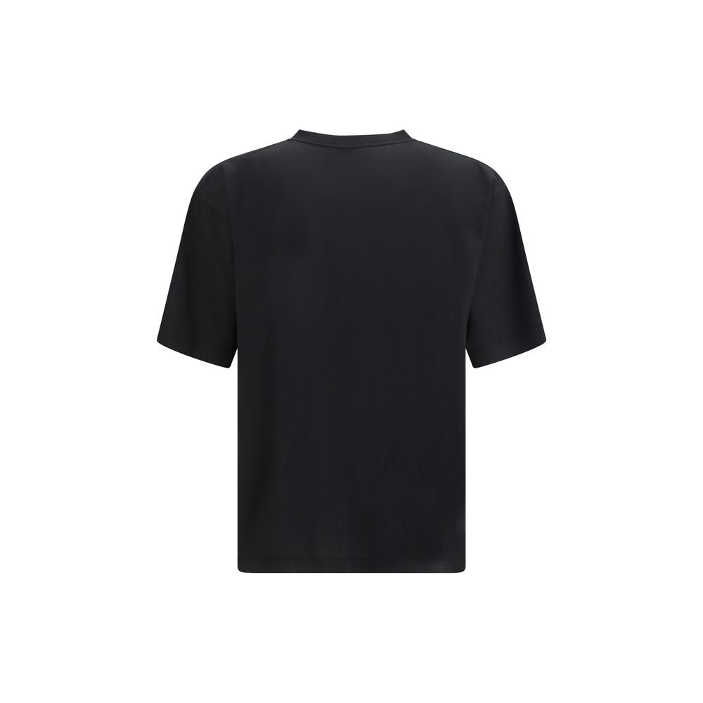 T-shirt en coton noir de Balenciaga, coupe classique avec logo discret sur la poitrine, vue de face.