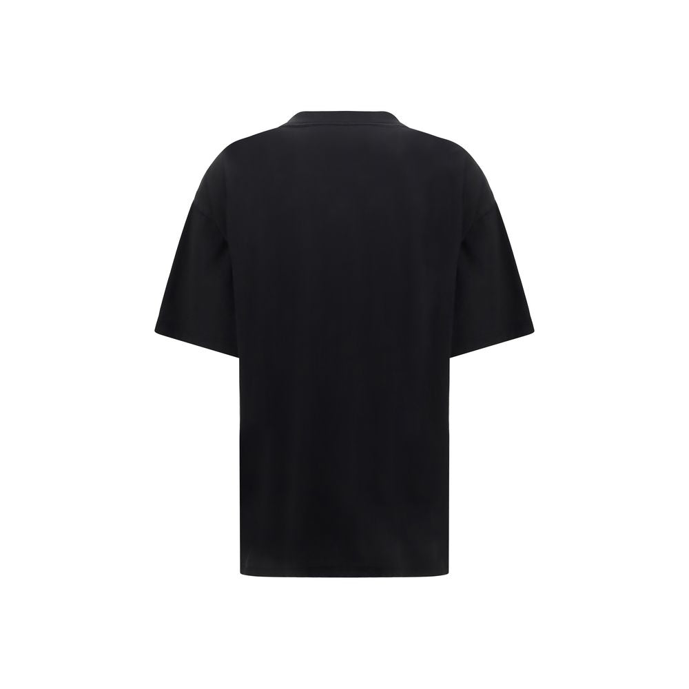 T-shirt noir en coton de la marque Balenciaga, coupe classique avec logo discret sur la poitrine.