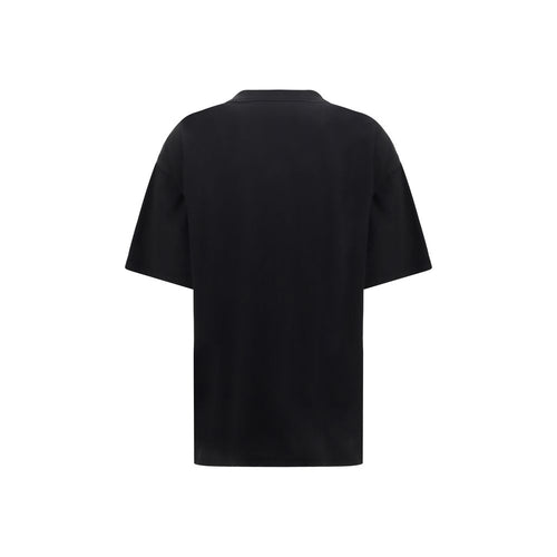 T-shirt noir en coton de la marque Balenciaga, coupe classique et tissu doux visible sur l'image.