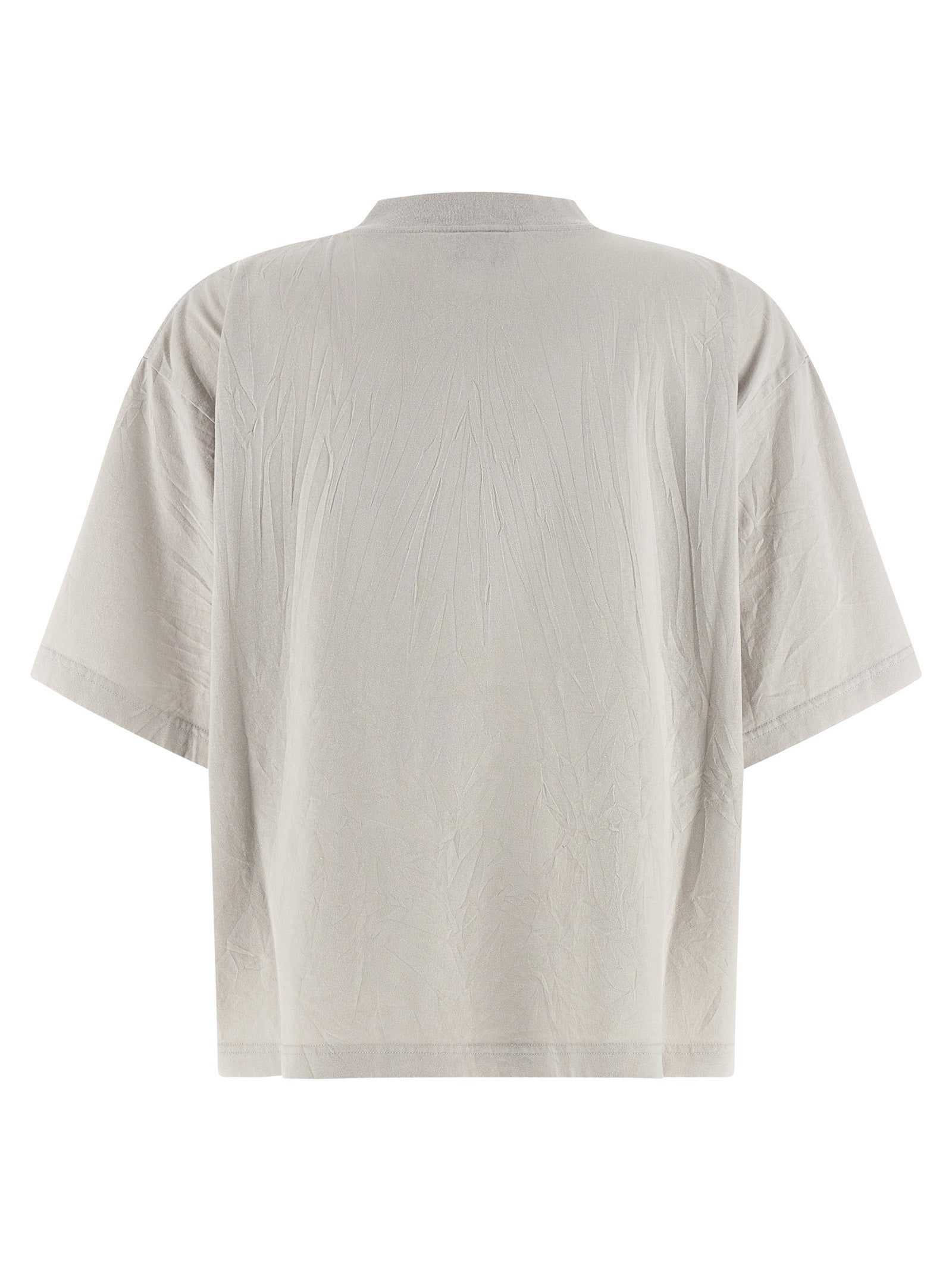 T-shirt blanc en coton de la marque Balenciaga, vue de face, avec logo discret au centre, tissu doux et confortable.