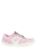 Baskets balenciaga multicolor en cuir de veau rose avec logo blanc et argent lacets métalliques et semelle en caoutchouc texturée