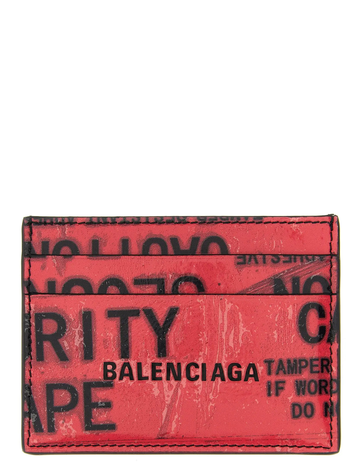 Portefeuille balenciaga multicolore en cuir de veau rouge avec lettrage noir style graffiti et coutures visibles