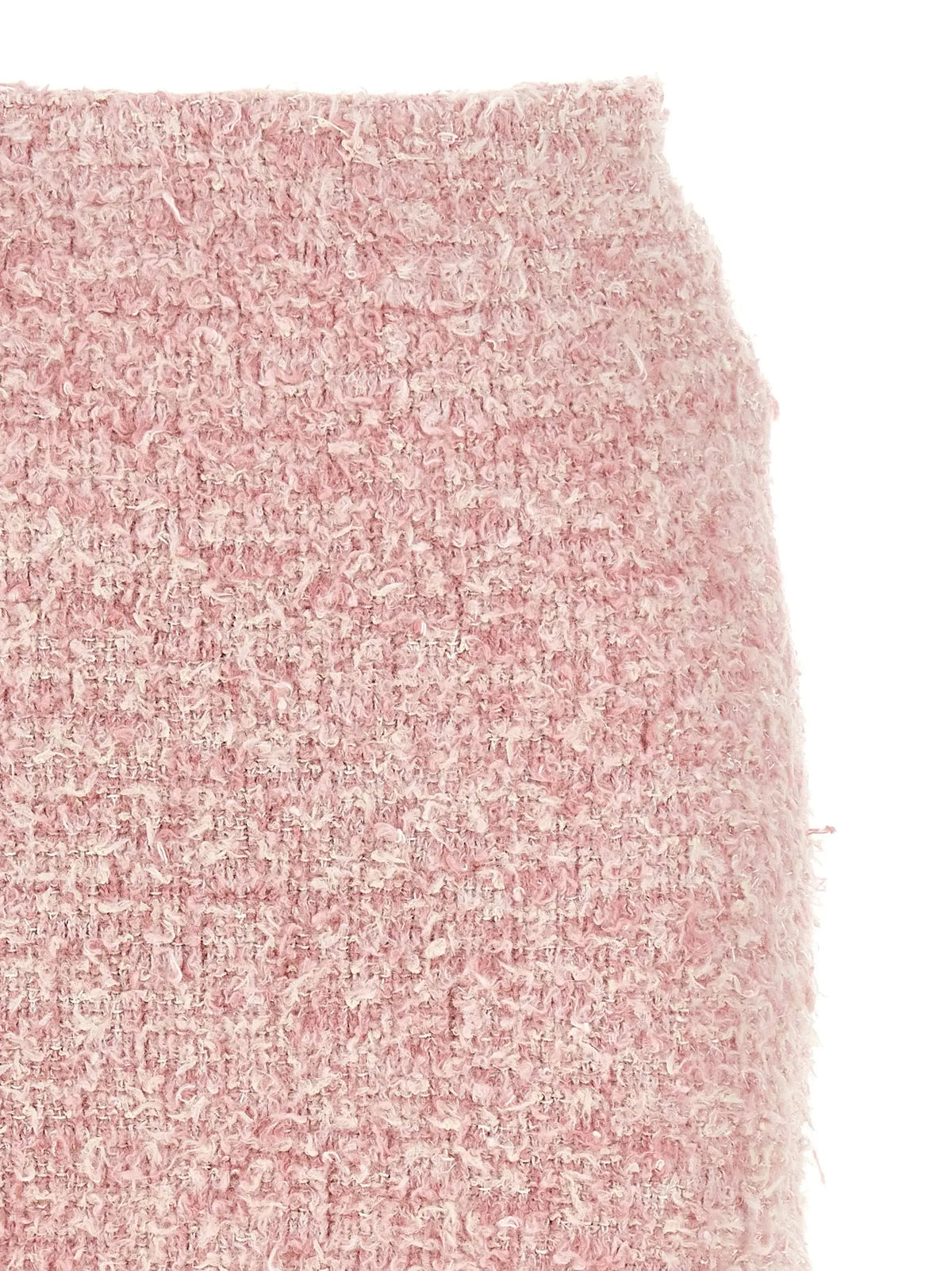 Balenciaga multicolor cotton long skirt en tweed rose doux avec ourlet légèrement effiloché