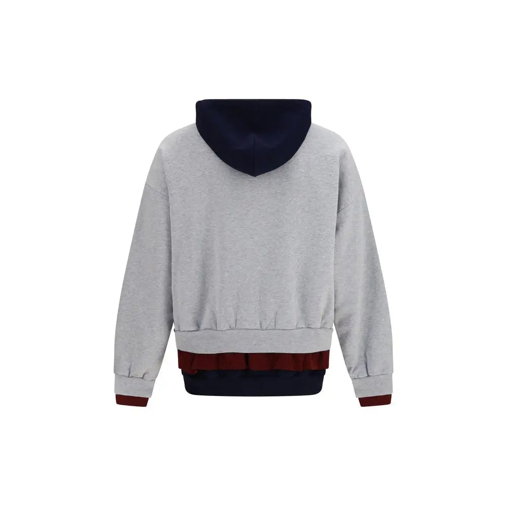Sweatshirt balenciaga multicolore en coton gris avec capuche bleu marine et bordures bordeaux aux poignets et taille