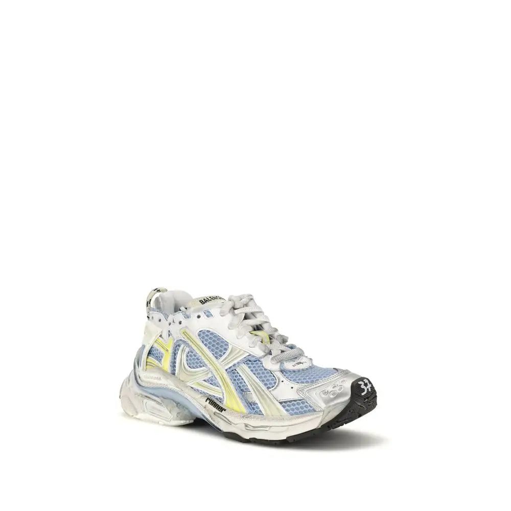 Baskets balenciaga multicolore en polyethylene blanc et bleu clair avec accents jaunes translucides