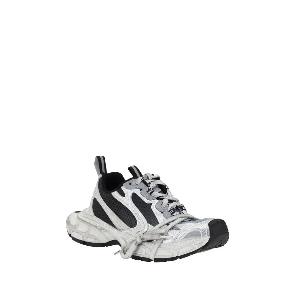 Baskets athlétiques balenciaga multicolor en polyéthylène argentées et noires avec design futuriste et panneaux en mesh