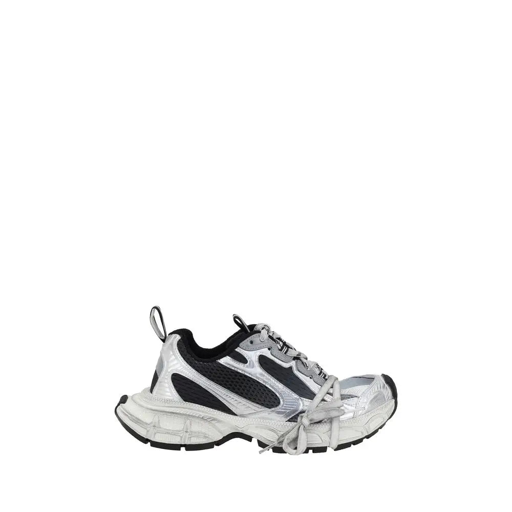 Balenciaga multicolor polyethylene sneaker athlétique argentée et noire avec tige métallique réfléchissante et semelle épaisse en caoutchouc