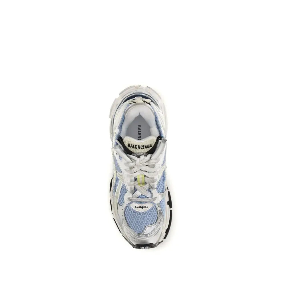 Baskets balenciaga multicolor polyethylene blanc et bleu clair triple s avec design chunky en mesh et superpositions translucides
