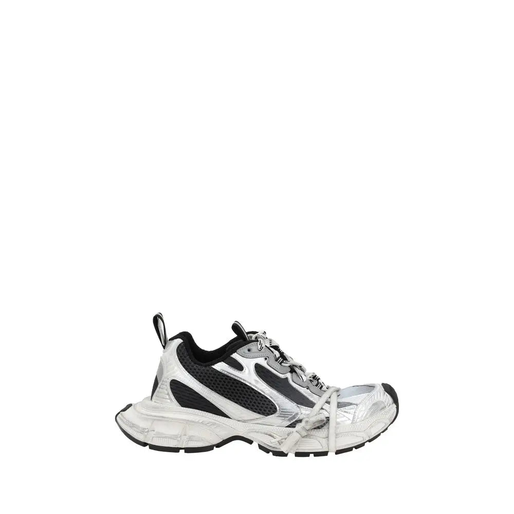 Sneakers balenciaga multicolor en polyurethane argent et noir avec empeigne metallique reflechissante et semelle epaisse en caoutchouc