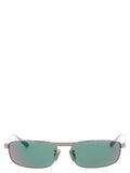 Lunettes de soleil balenciaga multicolores en acier inoxydable argent avec verres rectangulaires dégradés verts modernes